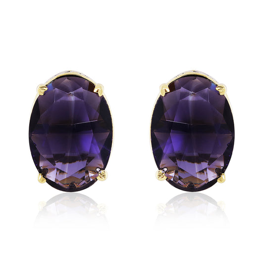 Bedazzled Stud Earrings - Purple