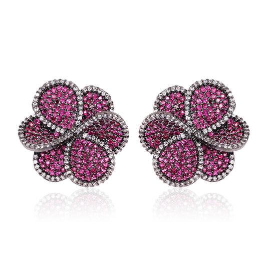 Crystal Buds Earrings - Pink