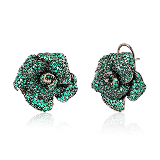 Rose stud earrings - Green