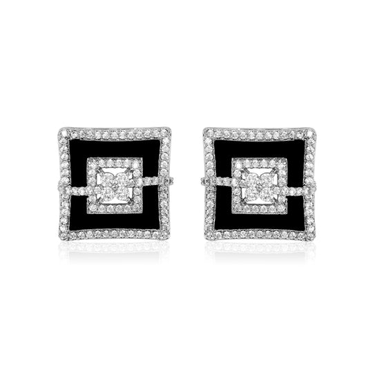 Astra black enamel stud earrings