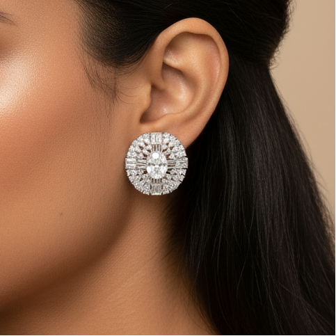 Mist Stud Earrings - Silver