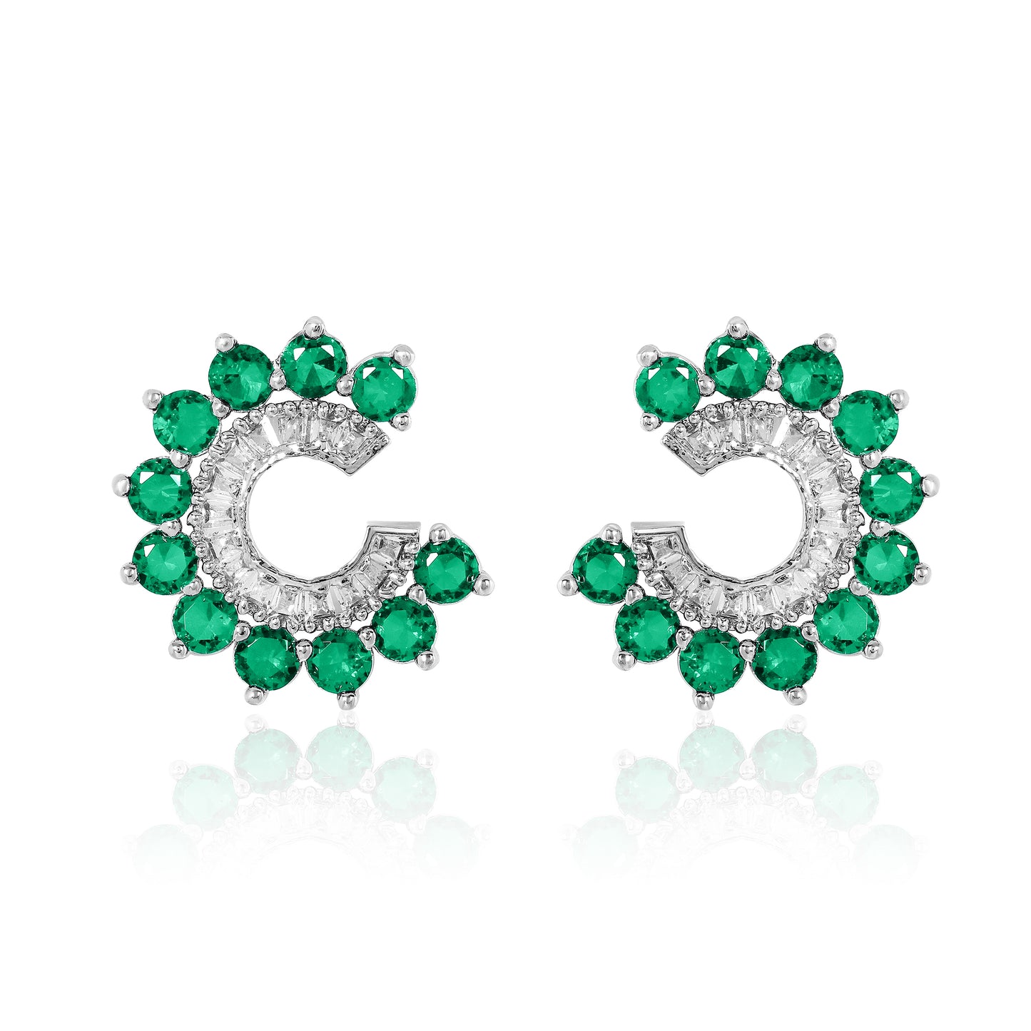 Orbit Stud Earrings - Green