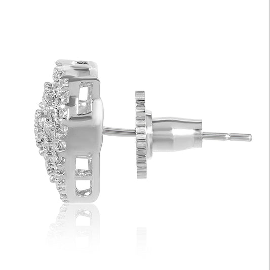 Diamond Heart Solitaire Studs - 0.6CT - Silver