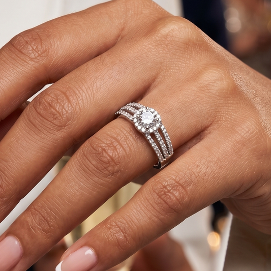Solitaire with sleek band Diamond Ring - Silver