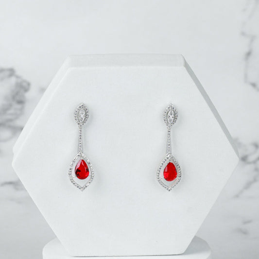 Radiant Drop Earrings - Red