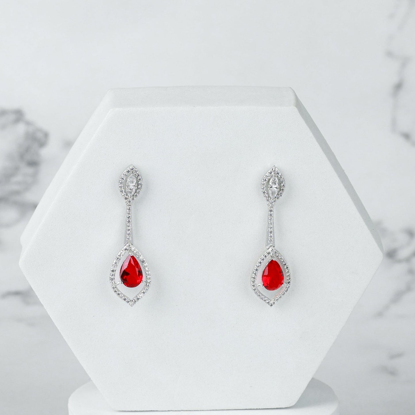 Radiant Drop Earrings - Red