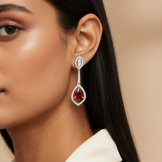 Radiant Drop Earrings - Red