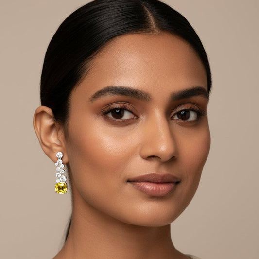 Huda Dangler Earrings - Yellow