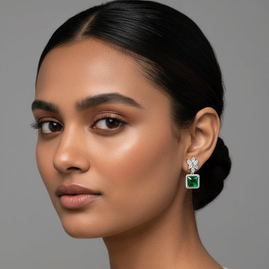 Star drop Earrings - Green