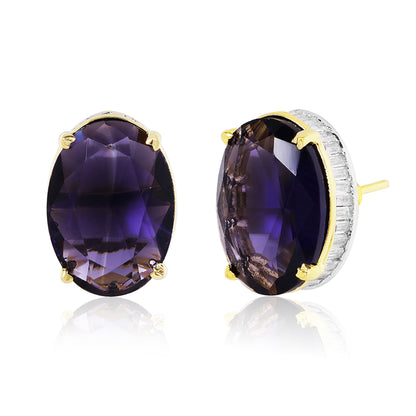 Bedazzled Stud Earrings - Purple