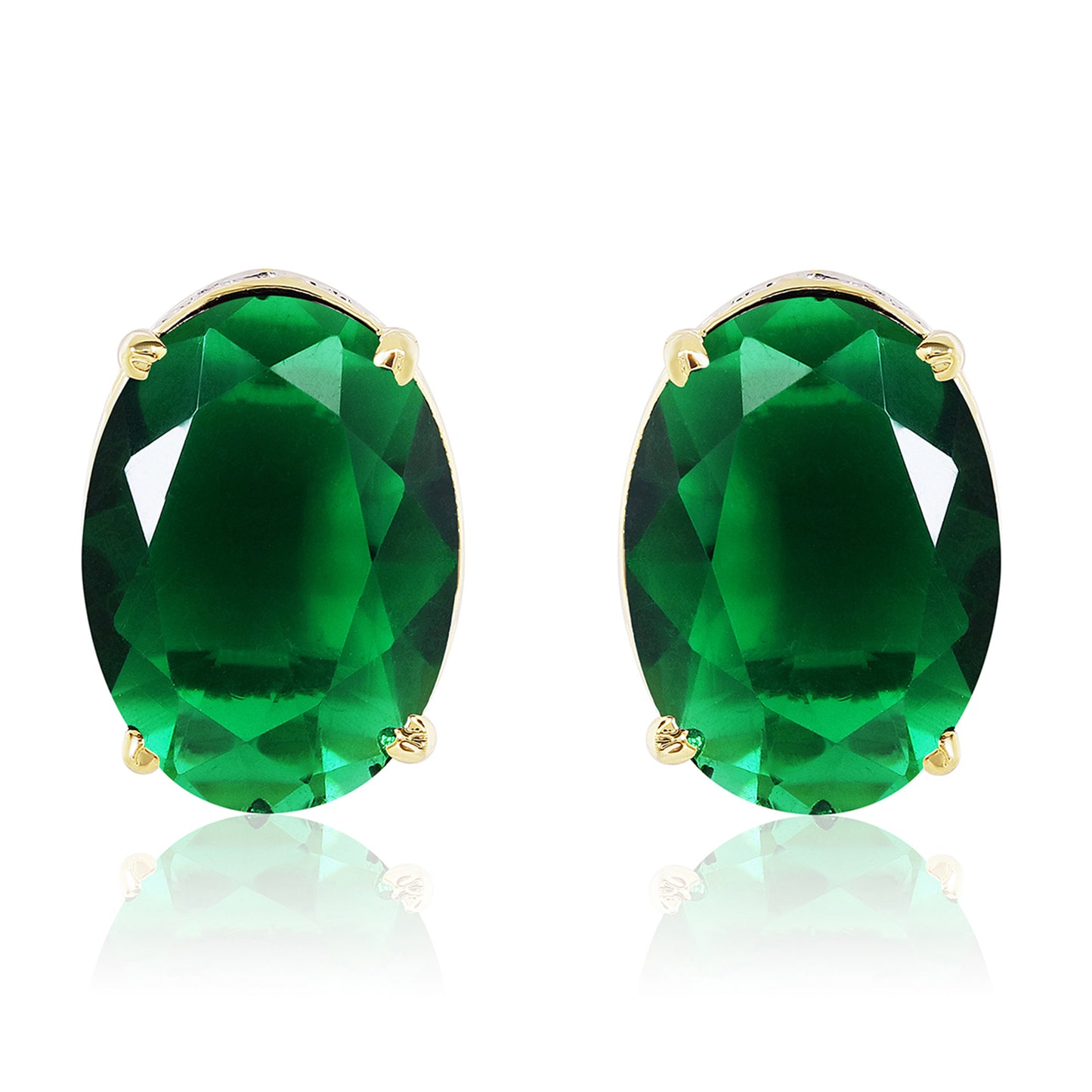 Bedazzled Stud Earrings - Green