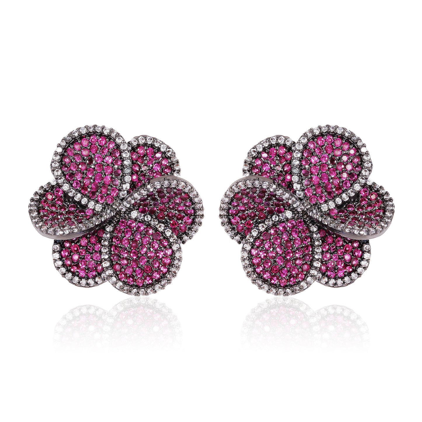 Crystal Buds Earrings - Pink