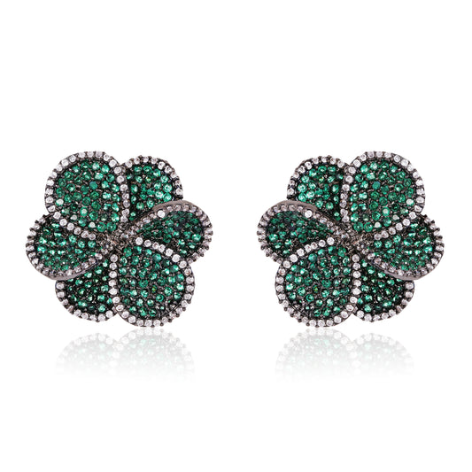 Crystal Buds Earrings - Green