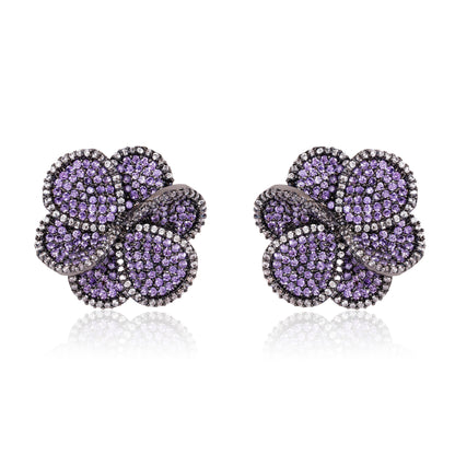 Crystal Buds Earrings - Lavender