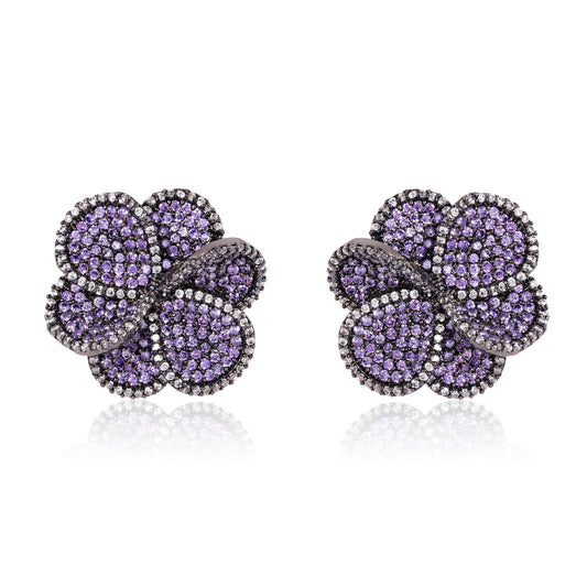 Crystal Buds Earrings - Lavender