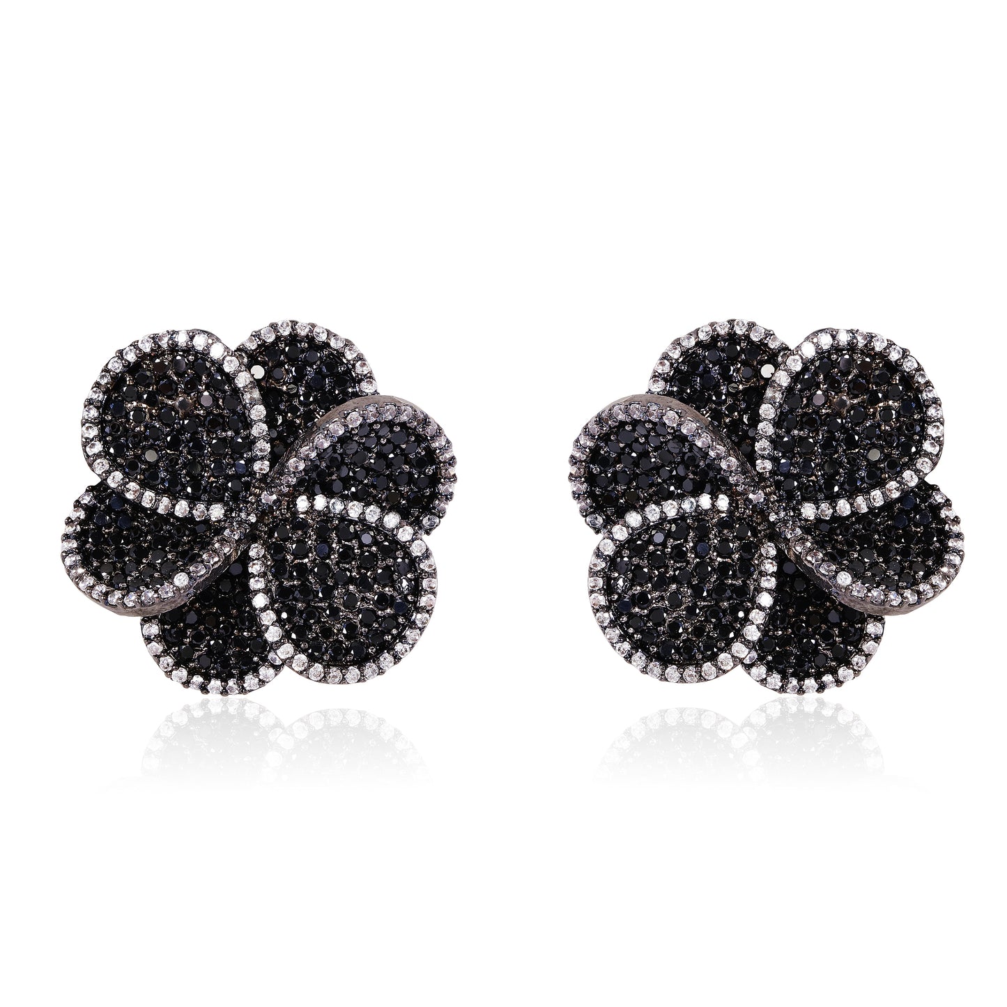 Crystal Buds Earrings - Black