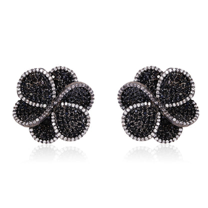 Crystal Buds Earrings - Black