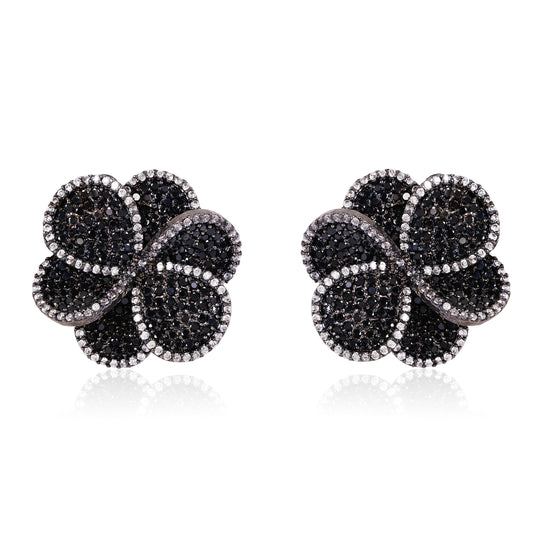 Crystal Buds Earrings - Black