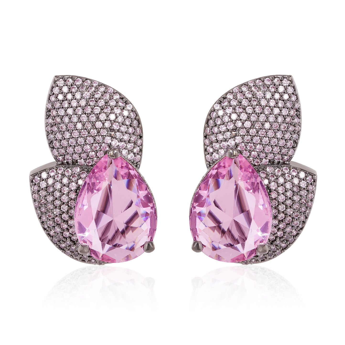 Gleam Petal Diamond Earrings - Pink