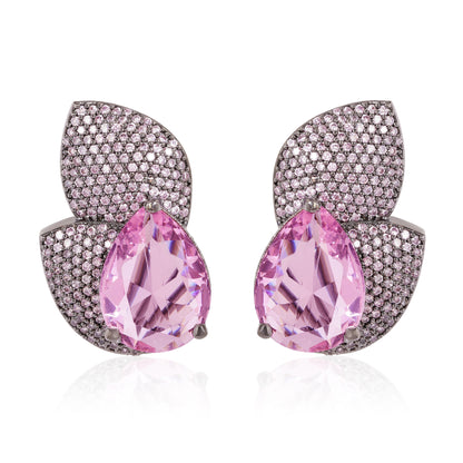 Gleam Petal Diamond Earrings - Pink