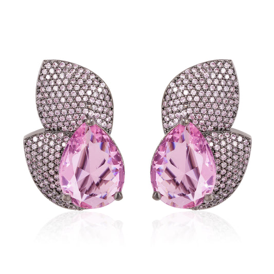 Gleam Petal Diamond Earrings - Pink