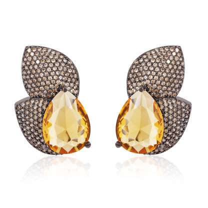 Gleam Petal Diamond Earrings - Yellow