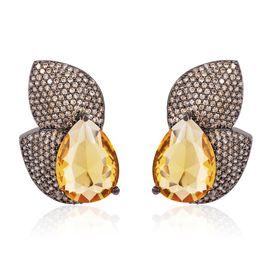 Gleam Petal Diamond Earrings - Yellow