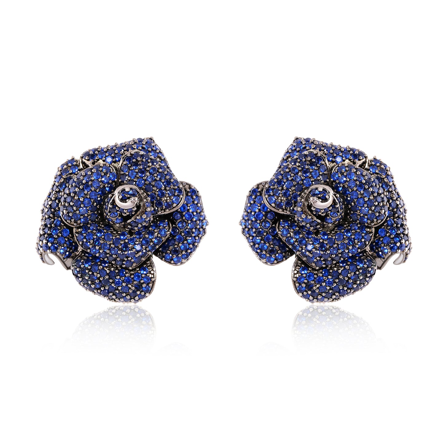 Rose stud earrings - Blue