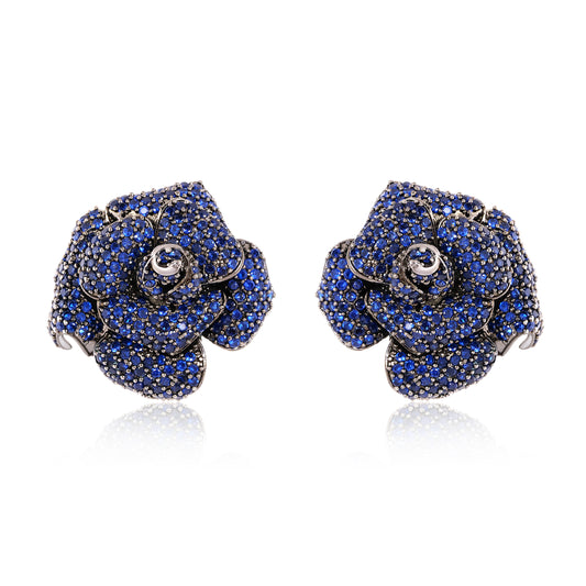 Rose stud earrings - Blue