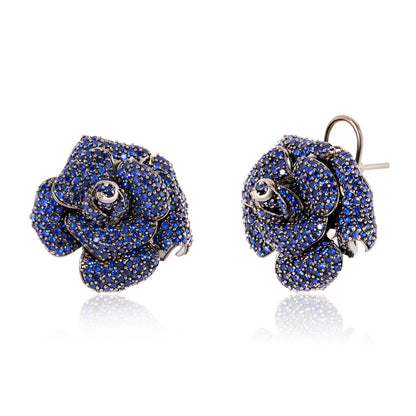 Rose stud earrings - Blue