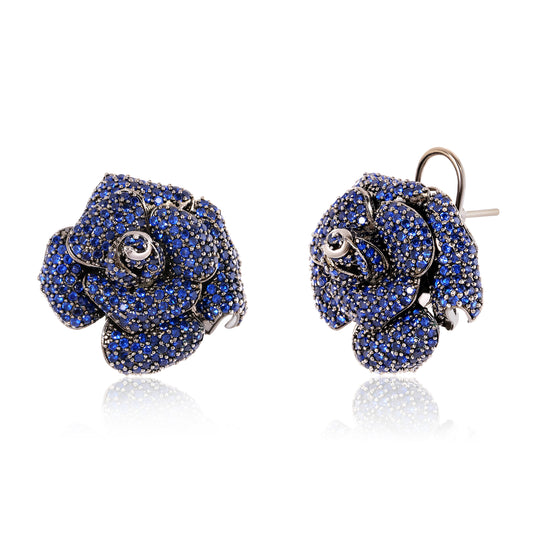 Rose stud earrings - Blue