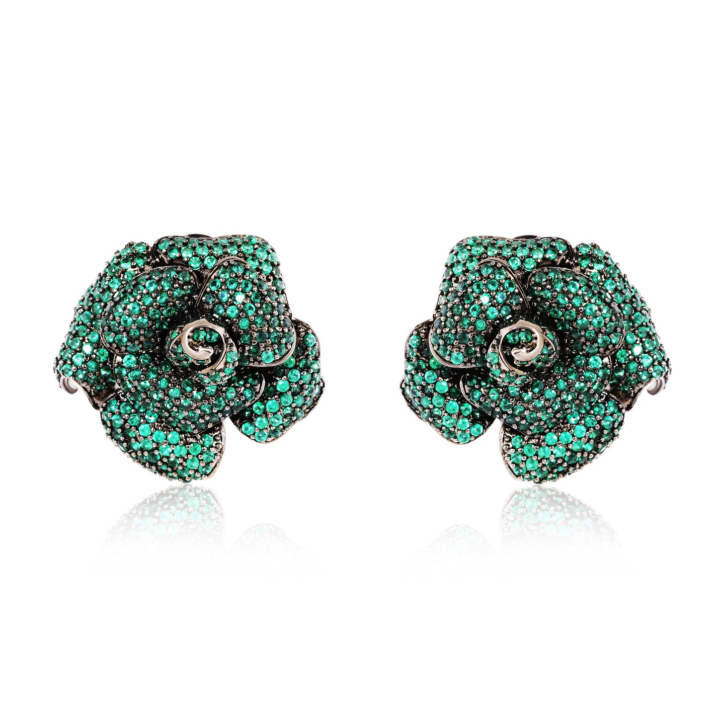 Rose stud earrings - Green