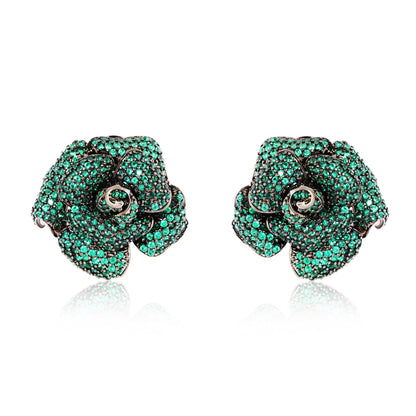 Rose stud earrings - Green