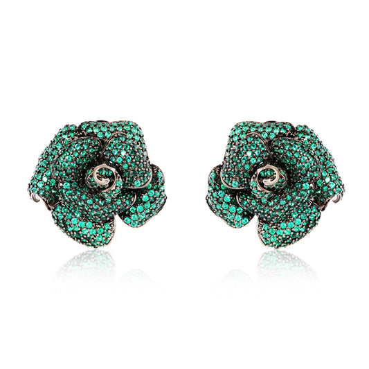 Rose stud earrings - Green