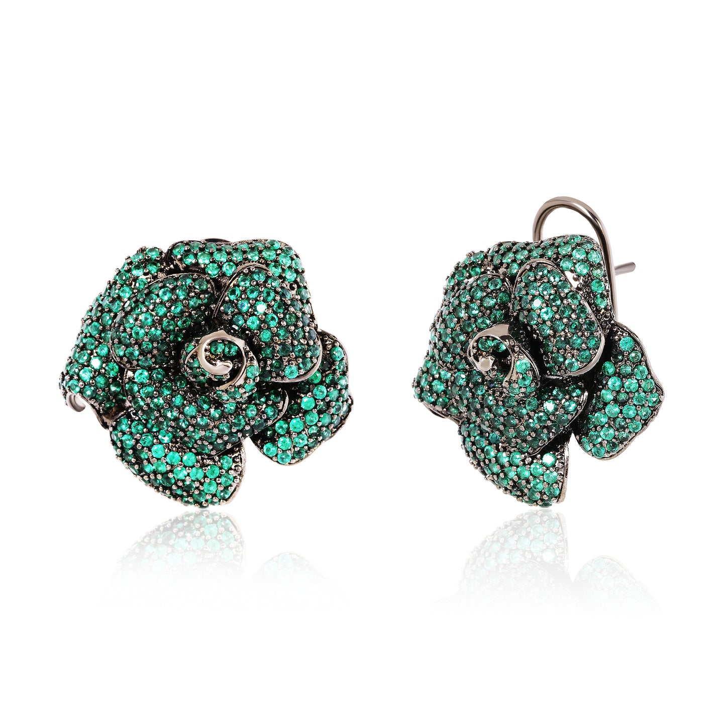 Rose stud earrings - Green