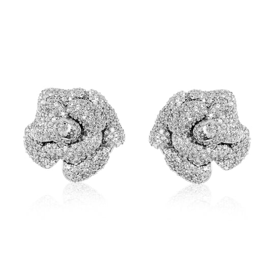 Rose stud earrings - Silver