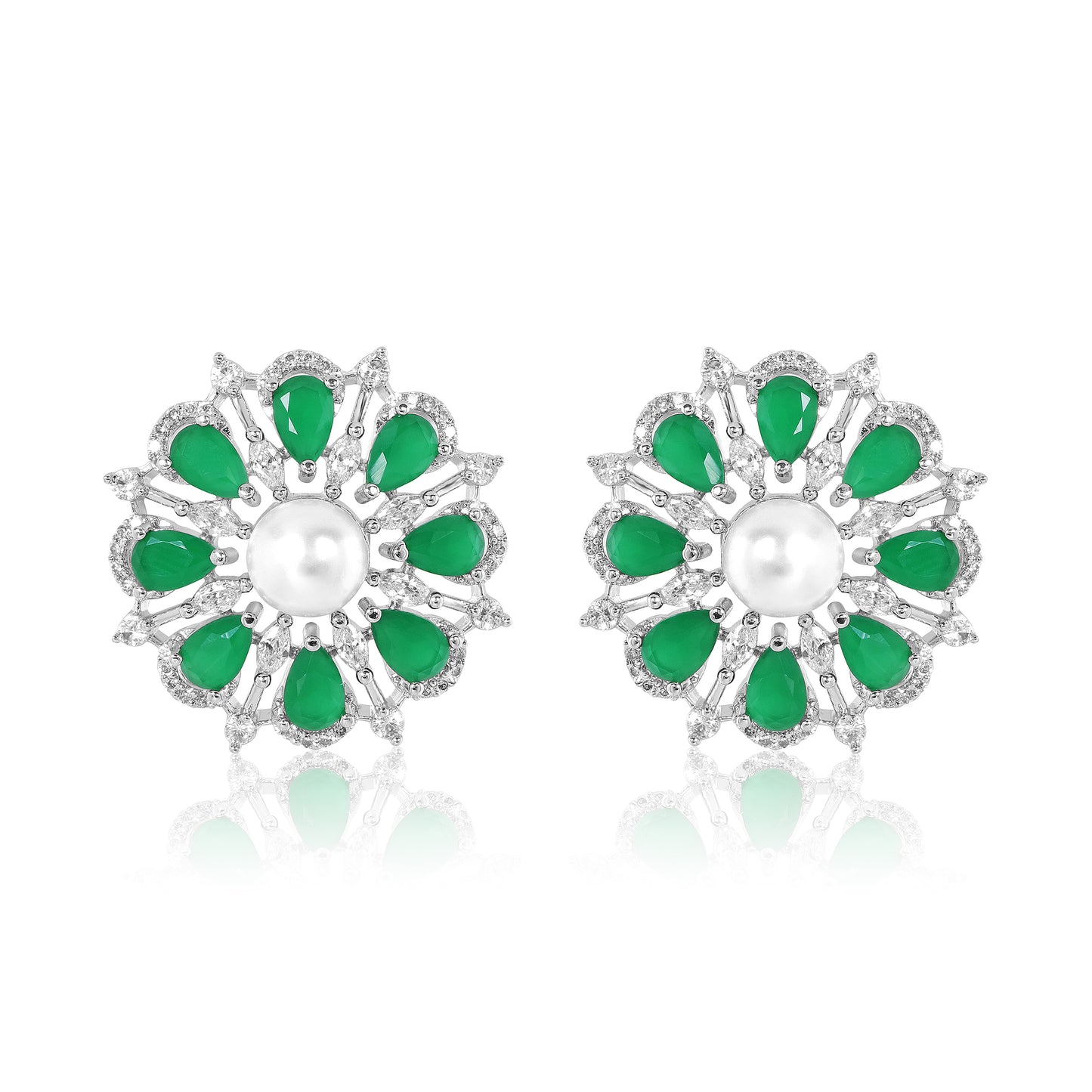 Flore Earrings - Green studs