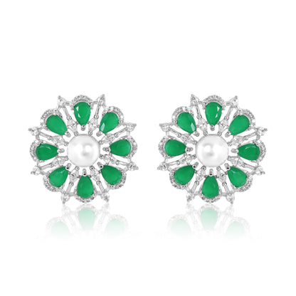 Flore Earrings - Green studs
