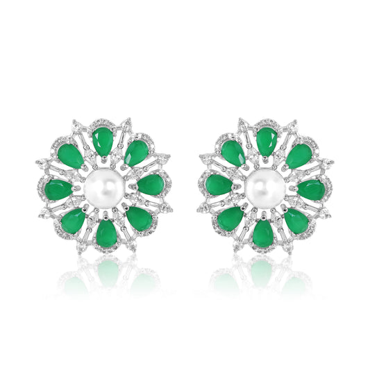Flore Earrings - Green studs