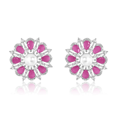 Flore Earrings - Pink studs