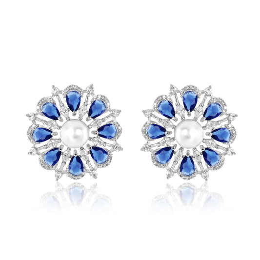 Flore Earrings - Blue studs