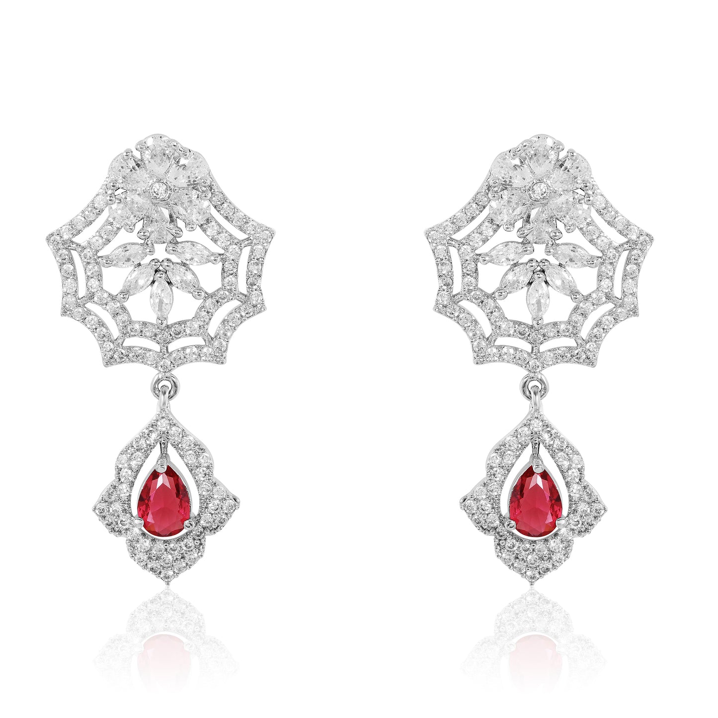 Duchess Drop Earrings - Red