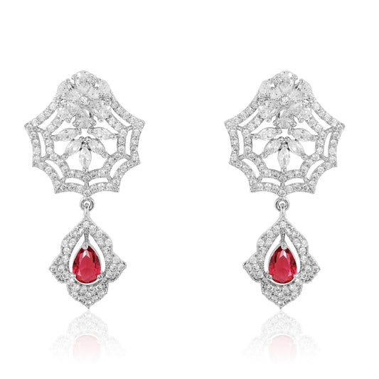 Duchess Drop Earrings - Red