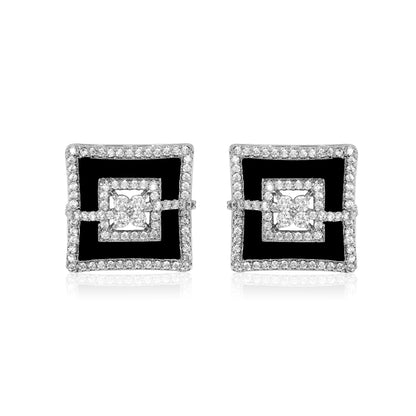 Astra black enamel stud earrings