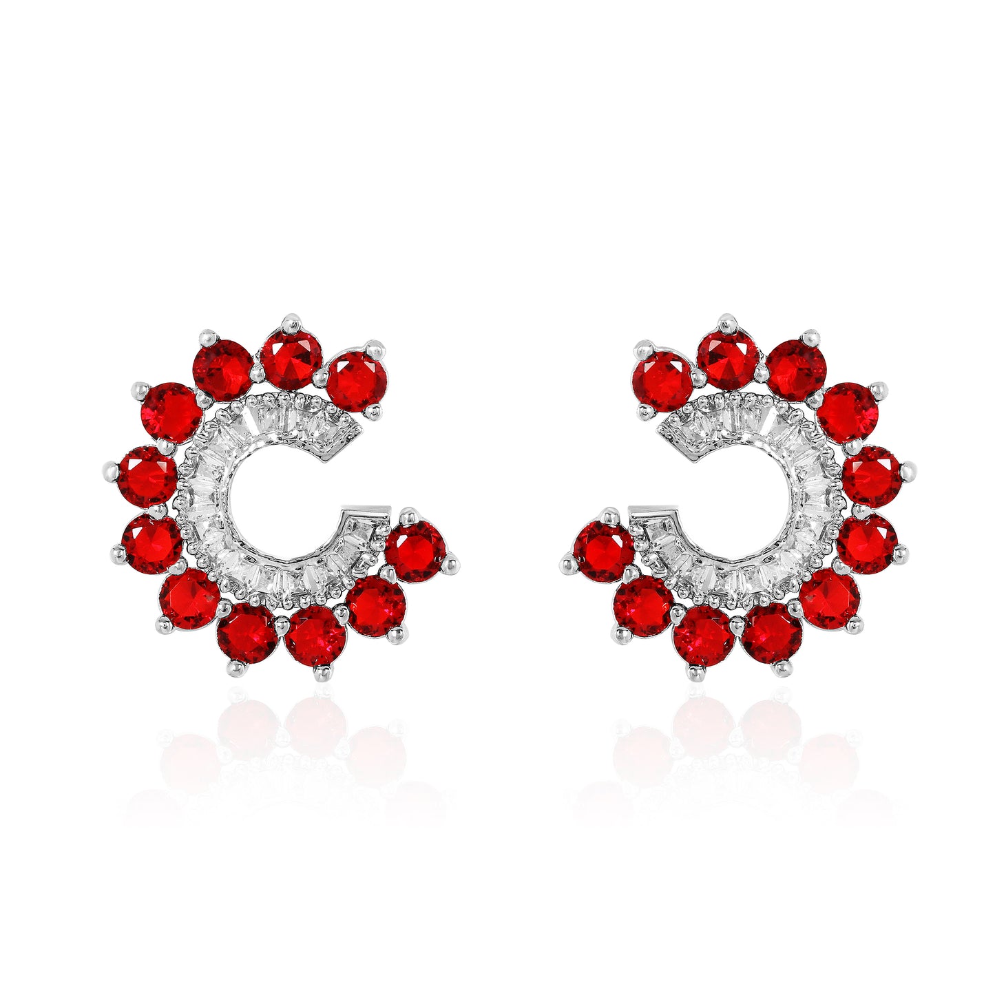Orbit Stud Earrings - Red