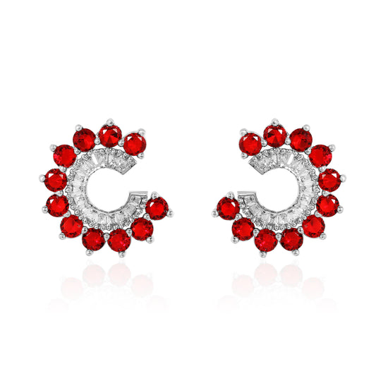 Orbit Stud Earrings - Red