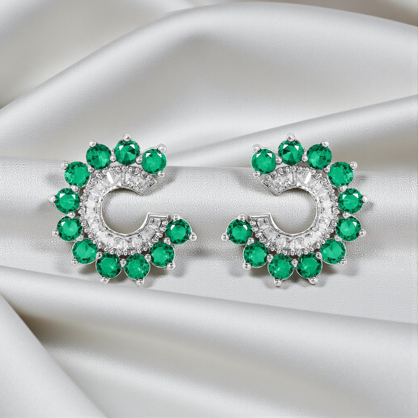 Orbit Stud Earrings - Green