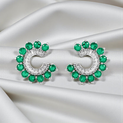 Orbit Stud Earrings - Green