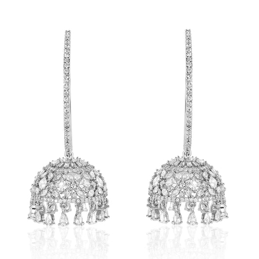Classic diamond Jhumkas - Silver