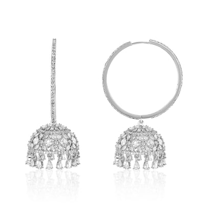 Classic diamond Jhumkas - Silver